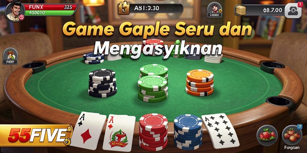 Screenshot menampilkan gameplay seru Gaple di 55FIVE.