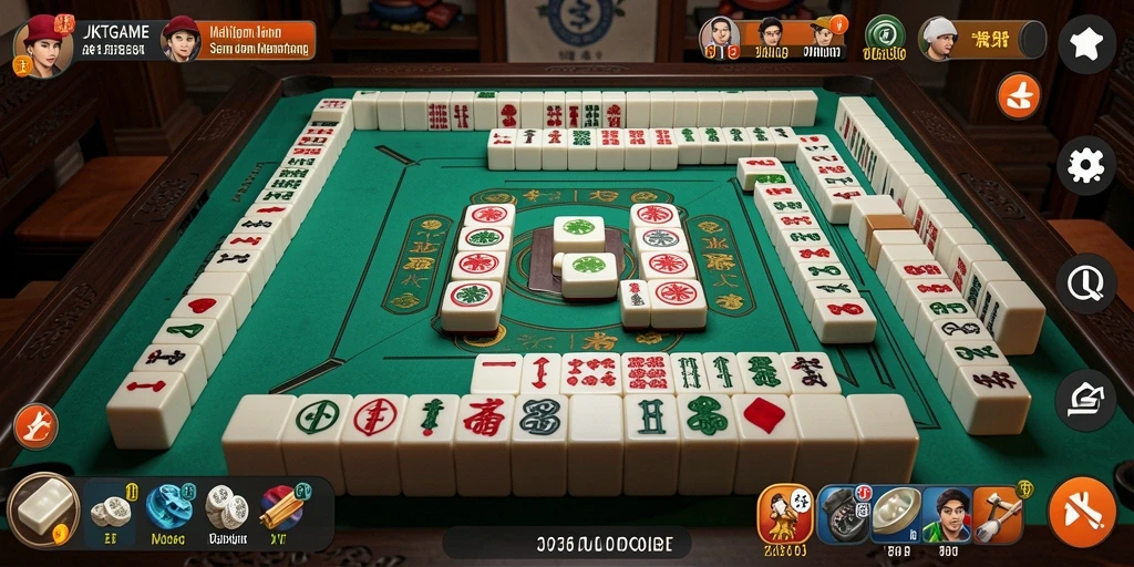 Screenshot gameplay JKTGAME menampilkan suasana permainan Mahjong yang seru.