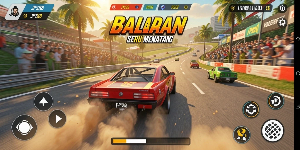 Screenshot JPS88 menunjukkan aksi balapan yang mendebarkan dan grafis menawan.