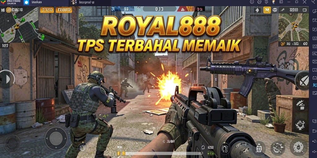 Screenshot gameplay ROYAL88 menunjukkan aksi tembak menembak yang menegangkan.