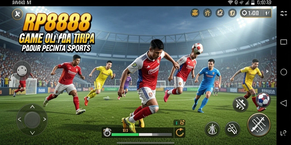 Screenshot utama RP8888 menampilkan aksi seru dalam permainan olahraga.