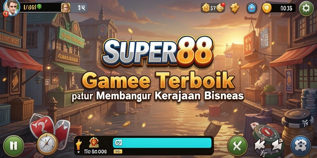 Screenshot gameplay <strong>SUPER88</strong> menunjukkan keseruan membangun kerajaan bisnis.